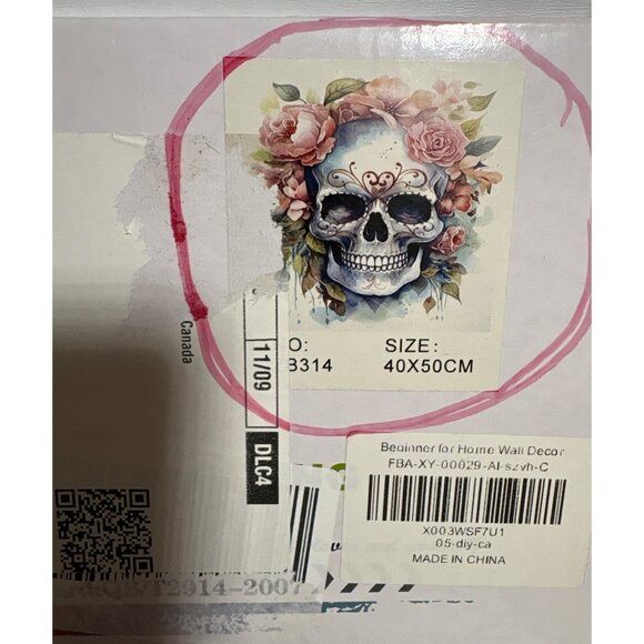 DIY Painting Kit With Floral Skull Design 40x50cm For Home Wall Decor - Picture 2 of 3